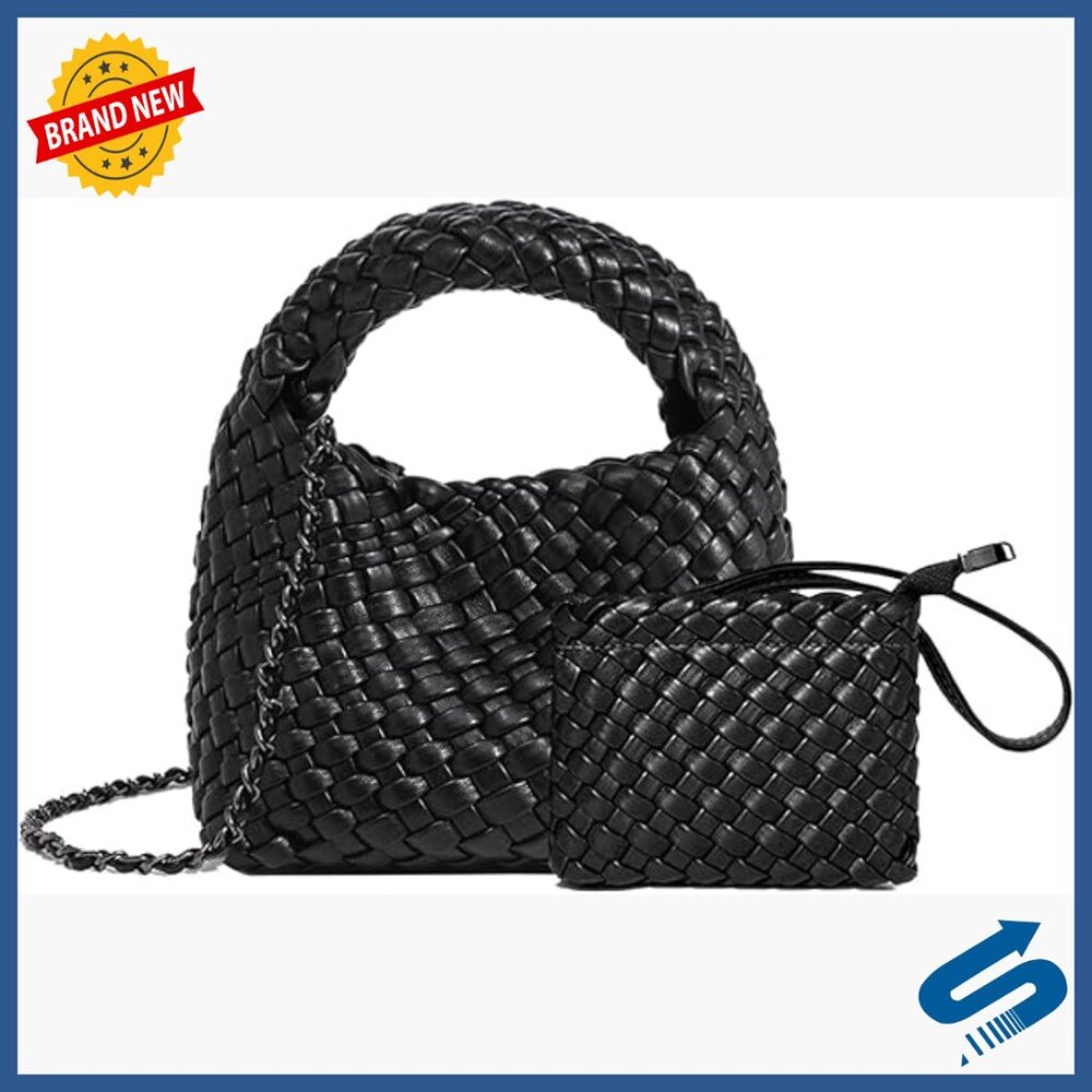 Vegan Leather Mini Tote Bucket Bag with Adjustable Chain Strap